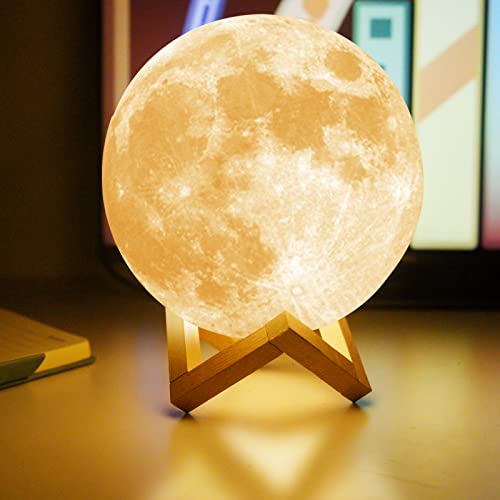 TyTopFan Moon Lamp Goodfeel 4.8in 16 Colors LED 3D Print Moon Light with Stand & Remote &Touch Control and USB Rechargeable Moon Light Lamps for Kids Friends Lover Birthday Christmas Gifts (4.8inch)