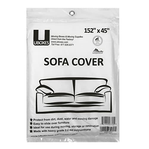 Uboxes Sofa Protective Poly Covers, 152 x 45 in, 1 Pack
