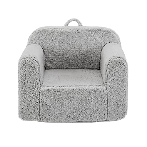 Ulax Furniture Kids Armchair Toddler Couch Baby Sofa Chair with Sherpa Fabric for Boys and Girls (Grey)