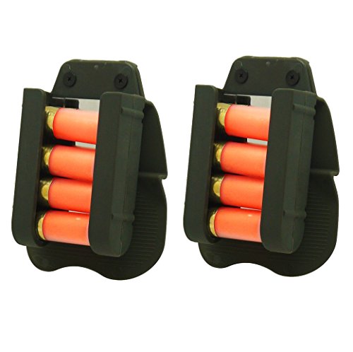 Ultimate Arms Gear OD Green 2 Pack of 4-Round Shotgun Ammo Shot Shell Cartridge Hunting Carrier Competition Tension Holder Holster Belt Paddle Fits 12 GA Gauge, Universal