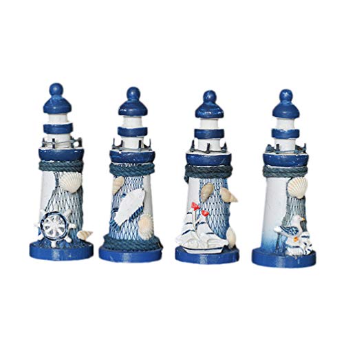 ULTNICE 1pcs Wooden Mediterranean Lighthouse Ornaments