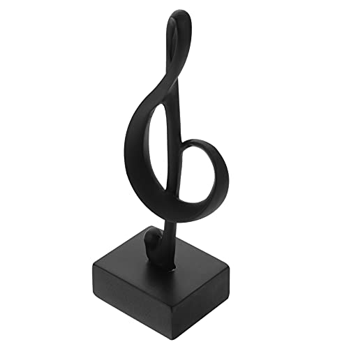 ULTNICE Treble Clef Music Instrument Miniature on Stand Resin Note Figurines Tabletop Musical Sculpture Statue Home Office Decor Black