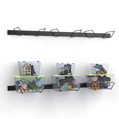 Ultrawall 96" Wall Mounted Tote Storage Rack, Garage Storage Rack with Adjustable Width Supports Most Storage Bins