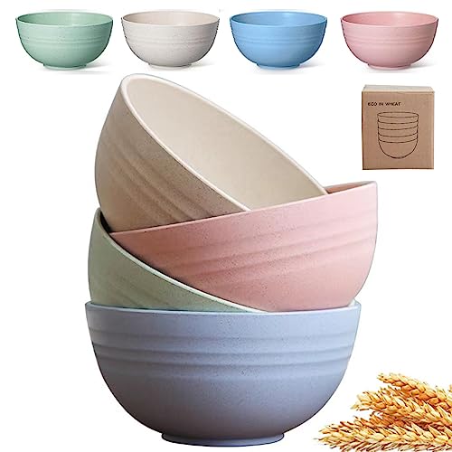 Unbreakable Cereal Bowls - Reusable Wheat Straw Bowl - BPA Free