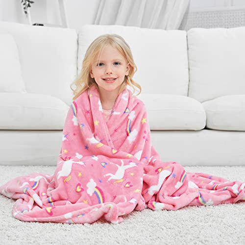 Unicorn Blanket for Girls, Kids Throw Blanket for Boys and Girls Soft Cozy Flannel