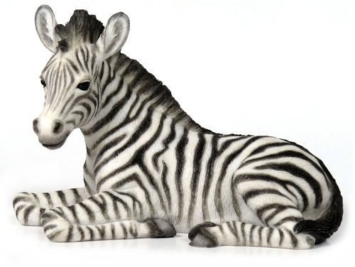 Unicorn Studio Baby Zebra Kneeling Decorative Figurine, 6.13-inches, White and Black