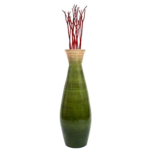 Uniquewise 24" Bamboo Floor Vase Handmade - Green