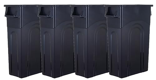 United Solutions Highboy Waste Container - Slim Profile, Easy Trash Bag Removal - 4-Pack, Black