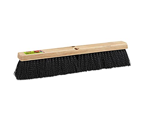 Unvert Black Indoor Push Broom Head – Heavy Duty Hardwood Block – Polypropylene Bristles – Deck Scrub Brush – Two Threaded Handle Holes for Better Assist (18")