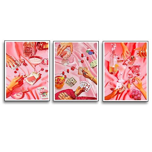 UNXIS Pink Canvas Wall Art Posters Set of 3