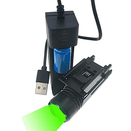 Updated 600 Lumen Green Flashlight with Rail Mount and Strobe