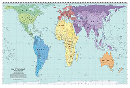 Updated Peters Projection World Map | Laminated 36" x 24” Map