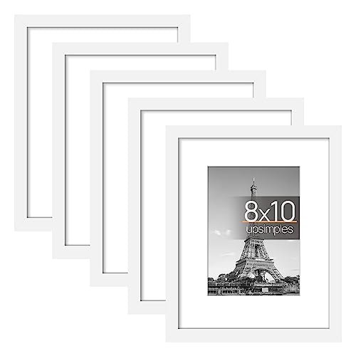 Upsimples 8x10 Picture Frame Set of 5, Wall Gallery Photo Frames, White