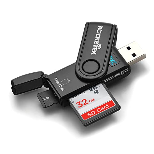 USB 3.0 SD Card Reader, Rocketek 2 Slots Memory Card Reader