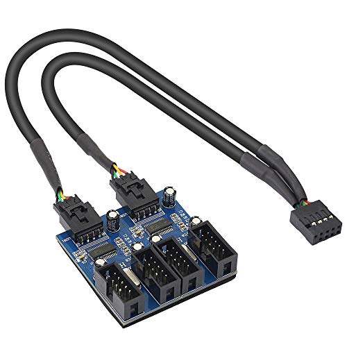 USB 9 Pin Header Hub Male 1 to 2/4 Female USB 2.0 Splitter Extension Cable