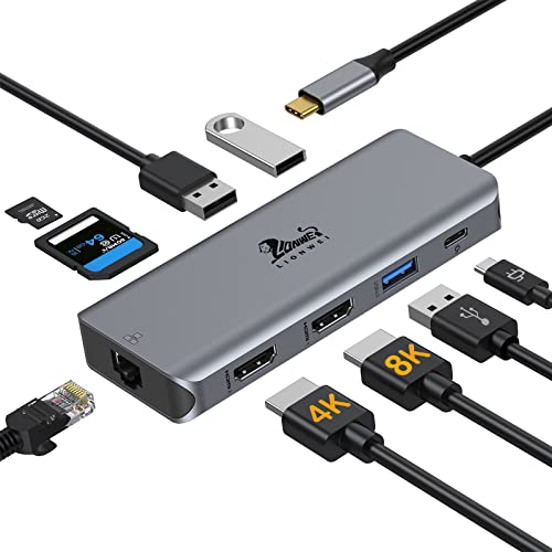 USB C Hub with Dual HDMI and Ethernet Port