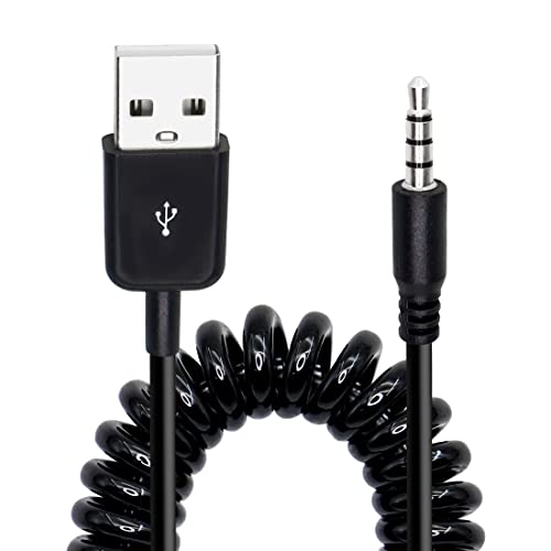 USB to 3.5mm Audio Jack Coiled Cable