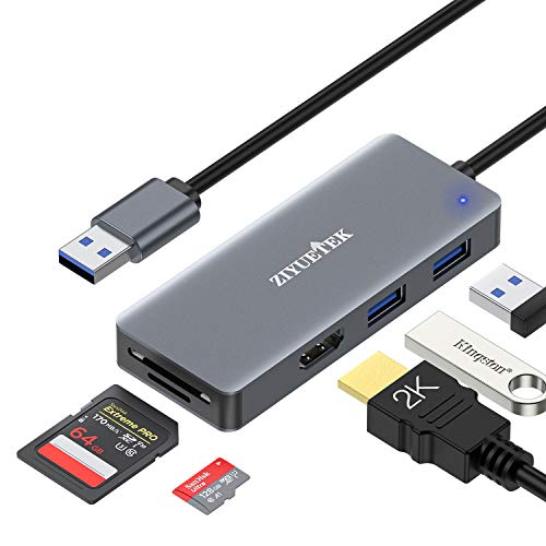 USB to HDMI Adapter with 5-in-1 USB Hub 3.0 and SD/Micro SD Card Reader