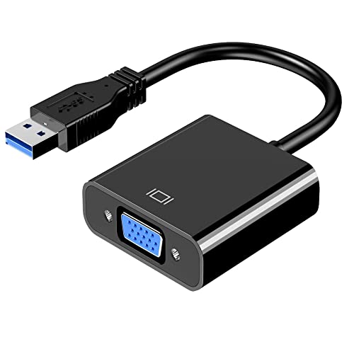 USB to VGA Adapter for Monitor MacBook, VGA to USB 3.0/2.0 Converter 1080P Multi-Display Video Cable for Laptop Desktop PC to Monitors, Projector, TV. (Not Support Chromebook)