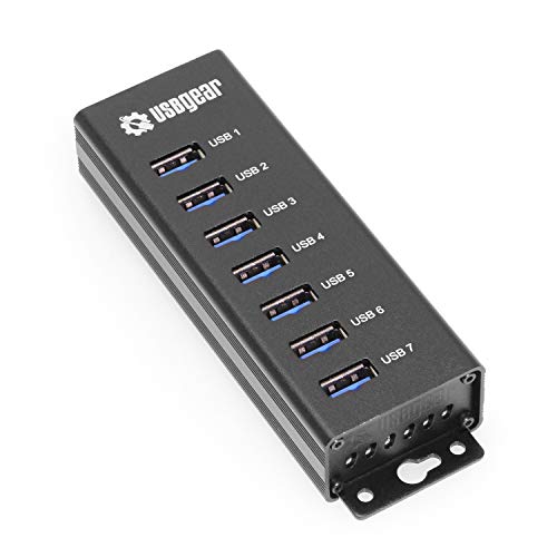 USBGear 7-Port USB 3.2 Gen 1 Charging and SuperSpeed Mountable Data Hub