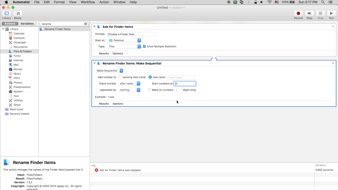 Using Automator To Rename Files And Folders