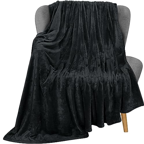 Utopia Bedding Fleece Blanket Throw Size Black 300 GSM Soft Fuzzy Anti-Static Microfiber Throw Blanket for Sofa, Couch & Bed (60x50 Inches)