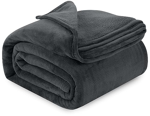 Utopia Bedding Grey Fleece Blanket California King Size Lightweight Fuzzy Soft Anti-Static Microfiber Bed Blanket (102x96 Inch)