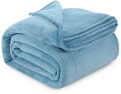 Utopia Bedding Washed Blue Fleece Blanket Queen Size