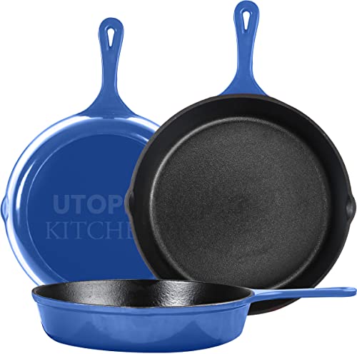 Utopia Kitchen Cast Iron Skillet Set - 3-Piece Nonstick Frying Pans
