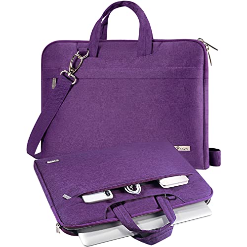 V Voova Laptop Bag Carrying Case 15 15.6 16 inch with Shoulder Strap for Women, Slim Computer Sleeve Compatible for MacBook Pro 15/16, Dell XPS 15, HP Asus Acer Lenovo Notebook, Purple