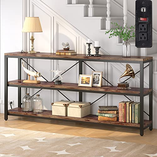 Vagaconl Extra Long Console Table with Outlet and USB Ports