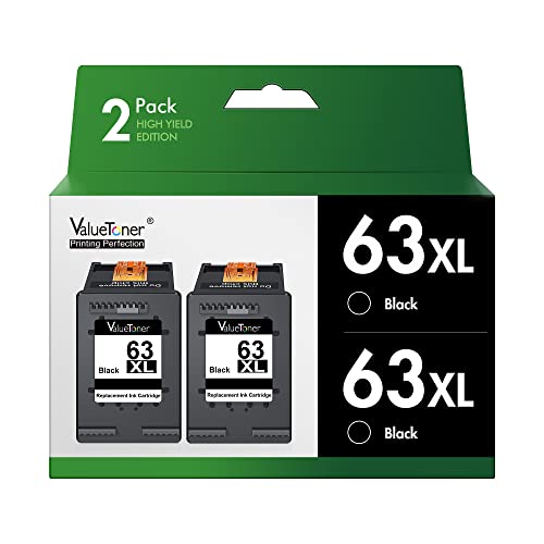 Valuetoner Remanufactured Ink Cartridge for HP 63 XL Black (2-Pack)