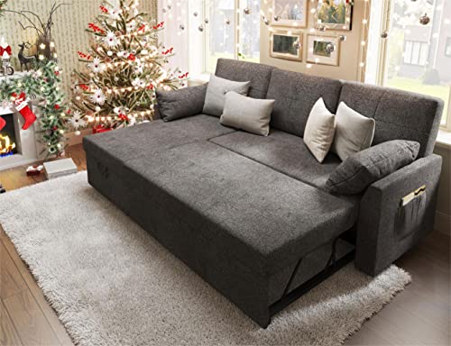 VanAcc Sofa Bed: 2 in 1 Pull Out Bed with Storage Chaise