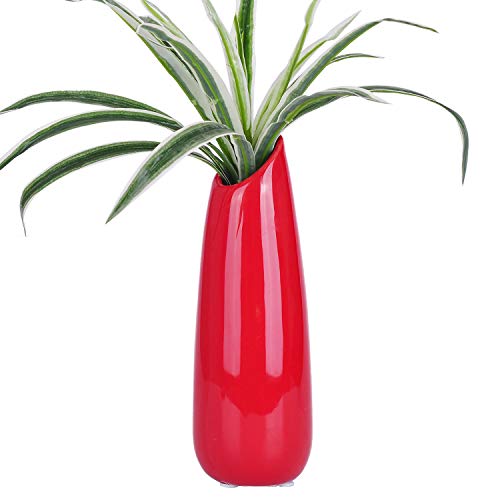 VanEnjoy 9.4" Red Oblique Opening Ceramic Vase