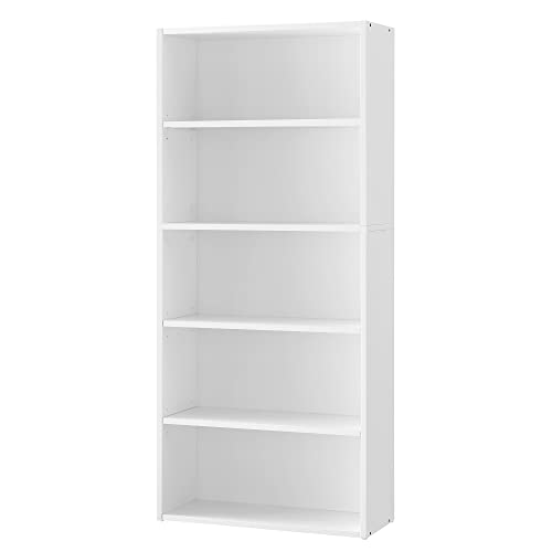 VASAGLE 5-Tier Adjustable Bookcase, White