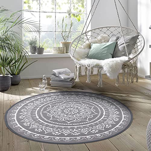 Vaukki Reversible Boho Round Outdoor Rug