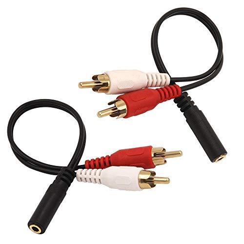 VCE 3.5mm Female to 2 RCA Male Stereo Audio Y Cable 2-Pack