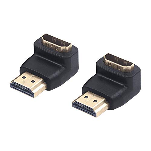 VCE HDMI 90 Degree Adapter 2 Pack, Right Angle HDMI Male to Female l Adapter 3D&4K Supported