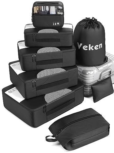Veken 8 Set Packing Cubes - Travel Essentials Bag Organizers