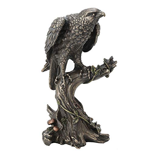 Veronese Design 10 Inch Peregrine Falcon Antique Bronze Finish Animal Wild Life Birds Hawk Eagle Sculpture Collectible Figurine