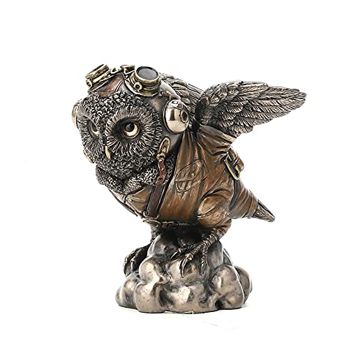 Veronese Design 4 1/8" Flying Ace Aviator Owl Steampunk Cold Cast Bronzed Resin Statue Animal Figurine Military Collectible