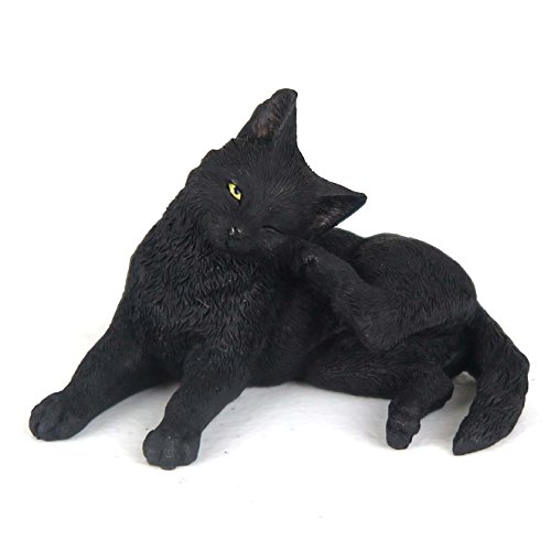Veronese Design Black Cat Scratching Ear Mini Figurine