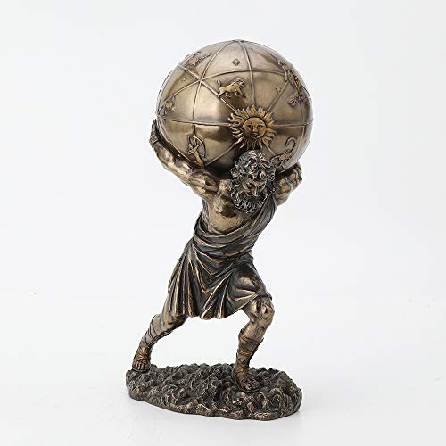 Veronese Design Bronzed Atlas Holding Up Celestial Sphere Statue/Storage Box