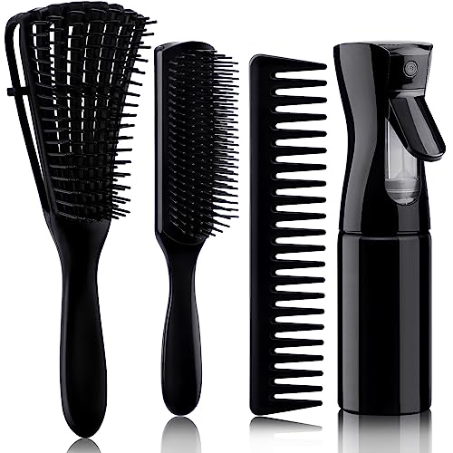 Versatile 4pcs Detangling Brush Set for Beautiful Shiny Curls