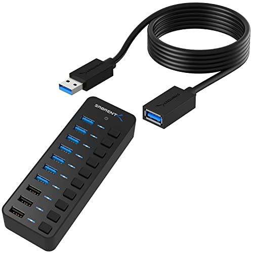 Versatile 60W USB 3.0 Hub with 10 Ports and Smart Charging