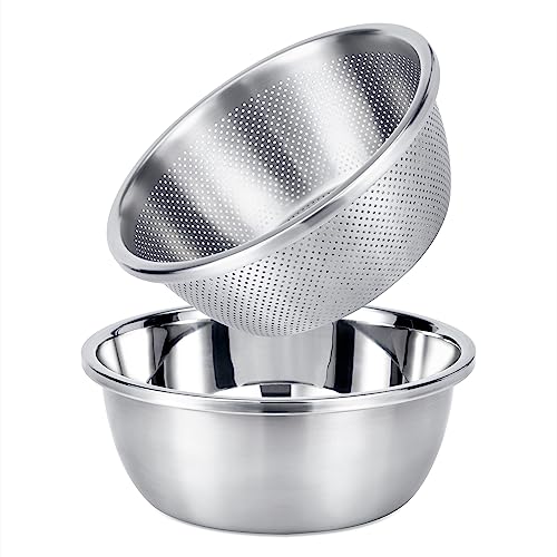 Versatile and Durable 304 Stainless Steel Colander Set - 5-Qt Capacity