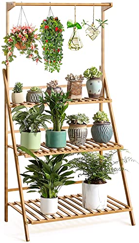 Versatile and Eco-Friendly Bamboo Hanging Plant Stand
