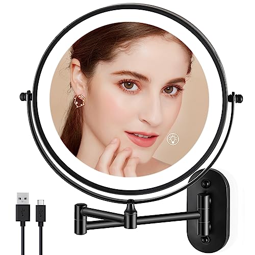 Versatile Rechargeable Makeup Mirror with Adjustable Lighting and Magnification