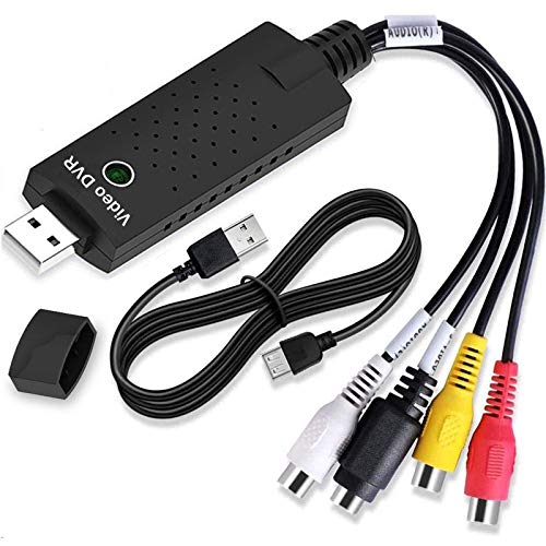 VHS to Digital Converter, Video Capture Card USB 2.0 Audio Video Capture Card Device Old VHS Mini DV Hi8 DVD VCR to Digital Converter for Mac, PC Support Windows 2000/10 / 8/7 / Vista/XP/Android
