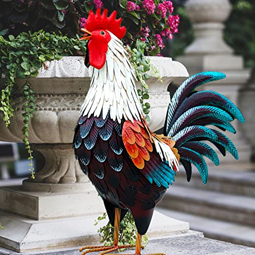 Vibrant Metal Rooster Decor for Your Yard or Garden